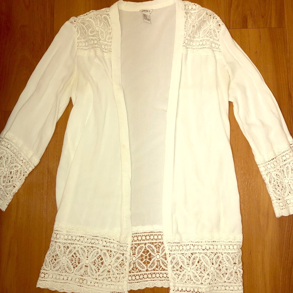 White lace detail cardigan